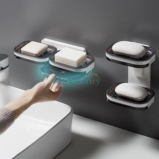 Double Layer Soap Dish With Drain Adhesive Bar