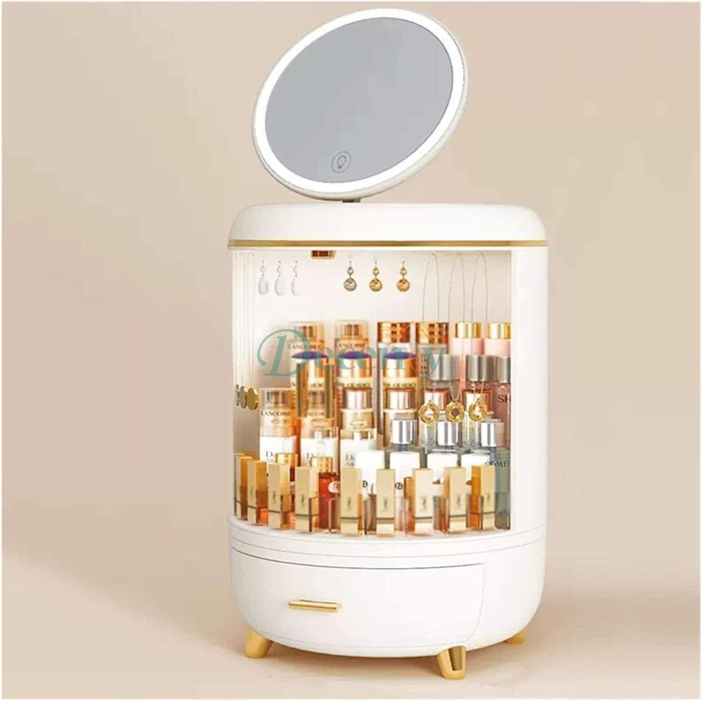 Cosmetic organizer With LED mirror