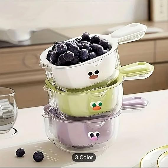 Double Layer Drain Basket – Cute Handle 2-in-1 Vegetable & Fruit Washer