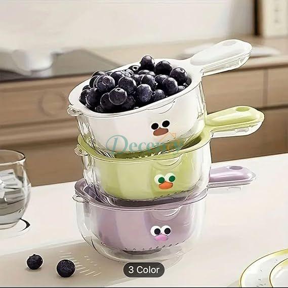 Double Layer Drain Basket – Cute Handle 2-in-1 Vegetable & Fruit Washer