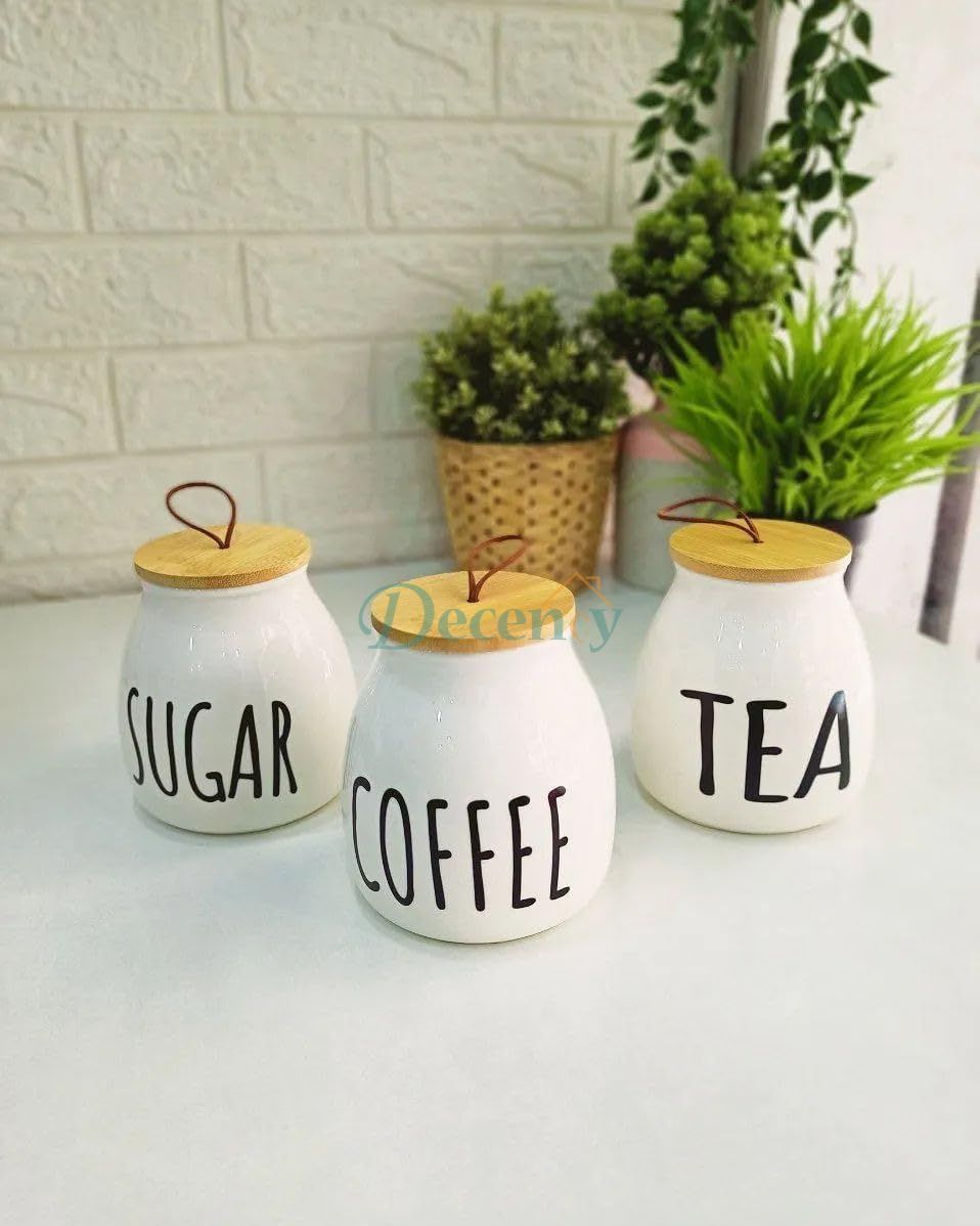 3 Pieces on Stand Elegant Bamboo Wooden Set