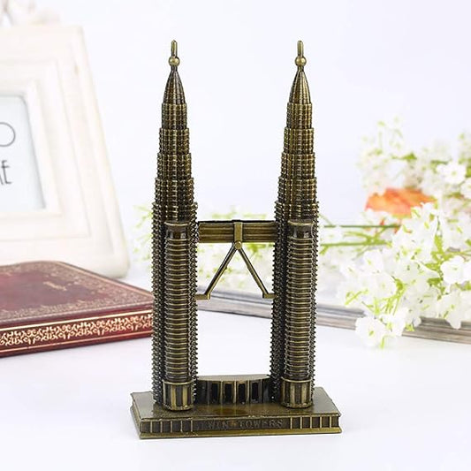 Luxury Petronas Twin Towers Metal Landmark Showpiece
