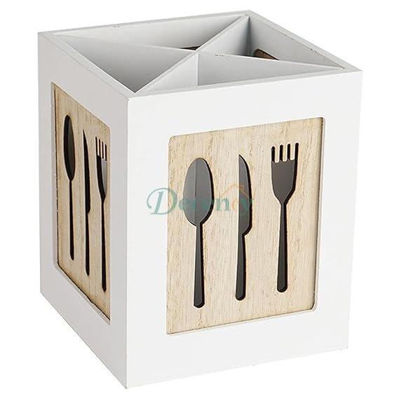 Tabletop Utensil Organizer – Wooden Storage Holder Neat, Natural & Stylish Organization for Your Kitchen