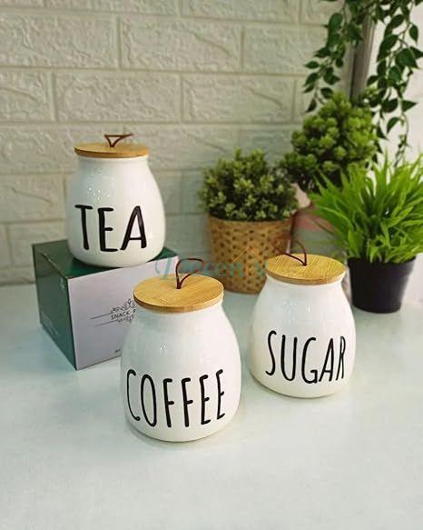 3 Pieces on Stand Elegant Bamboo Wooden Set