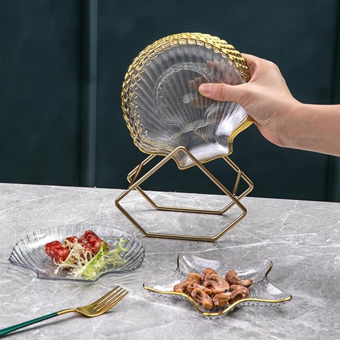 Acrylic Star Shape Plate Set With Metal Stand 8pcs