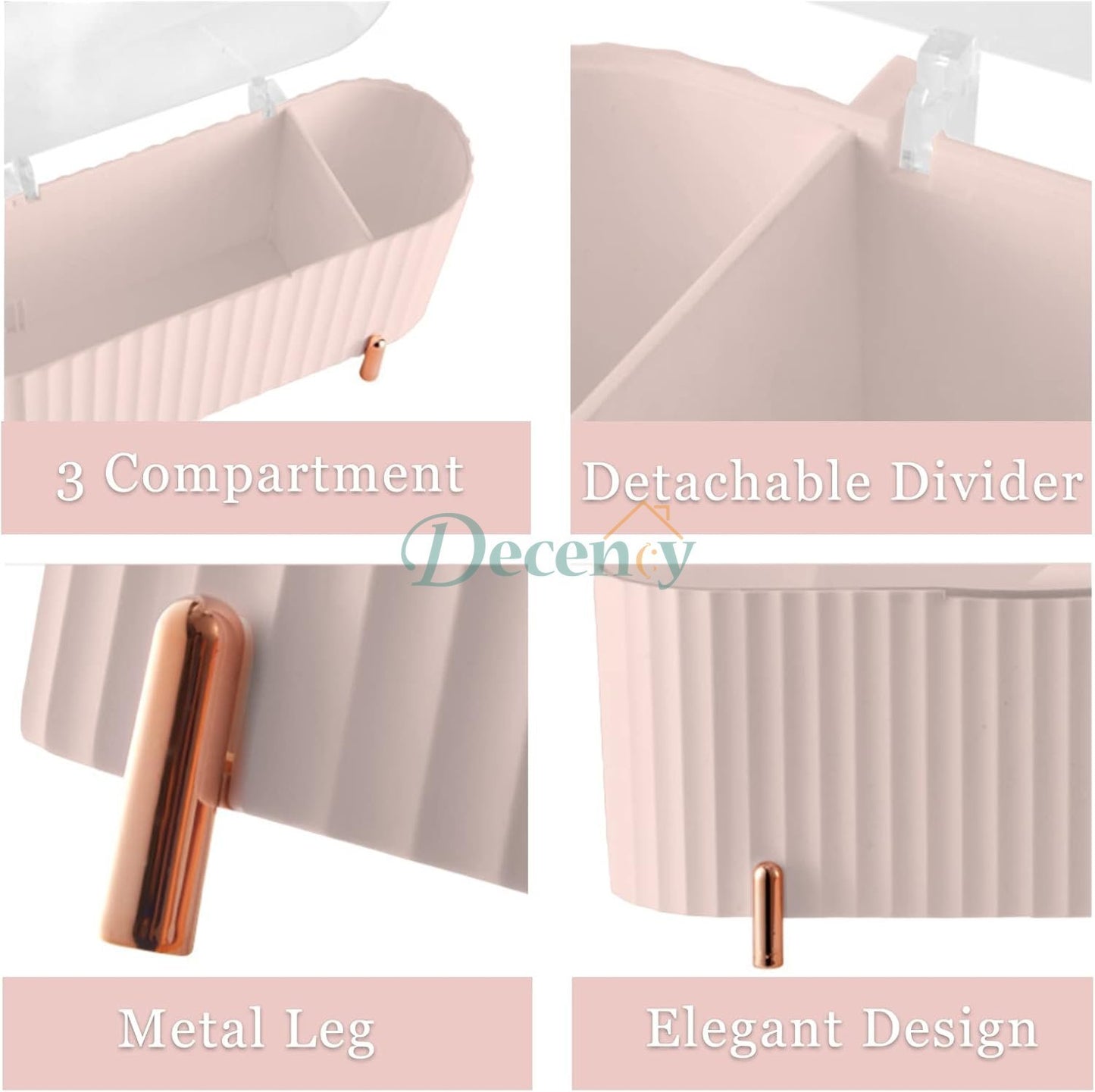 Desktop Cosmetic Storage Box with Lid Compact & Elegant Makeup Organizer with Protective Lid