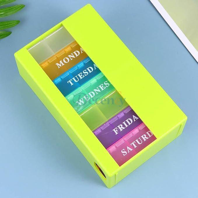 21- Grids Pill Box Simple Medicine Box Pills Container Green