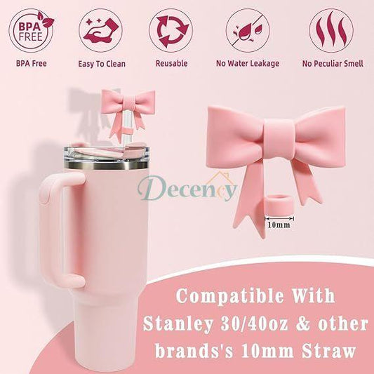 Elegant Bow Tie Stanley Cup Straw Cover & Cap - Food Grade Silicone