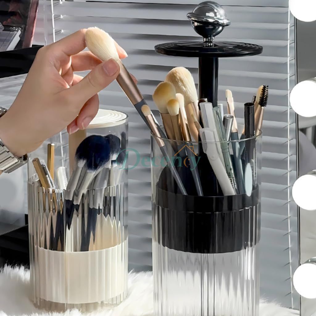 Automatic Lifting Clear Waterproof Dustproof Makeup Brushes Storage Organizer