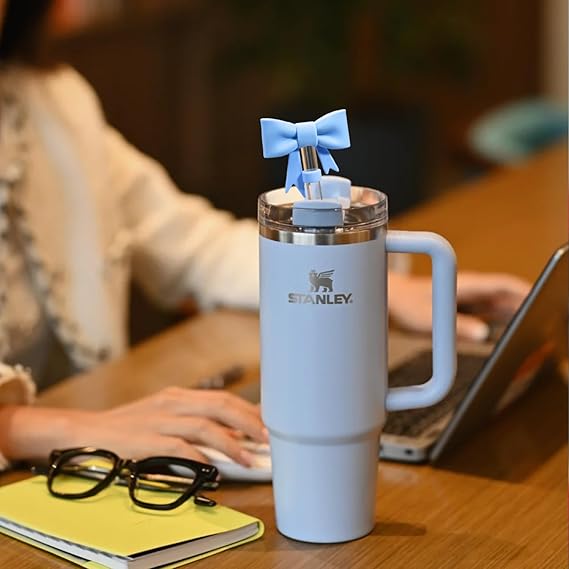 Elegant Bow Tie Straw Cap – Cute Stanley Cup Straw Cover