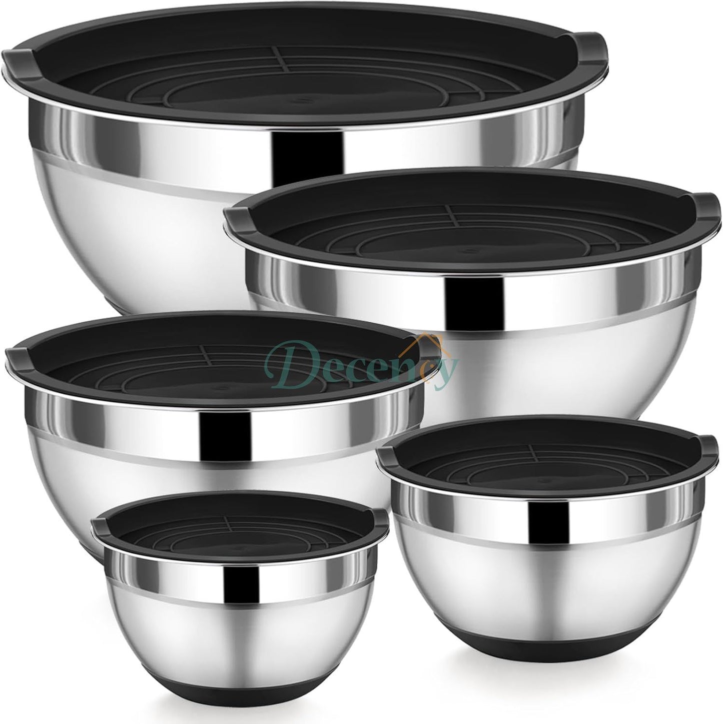 Stainless Steel Salad Bowls Set of 5 with Airtight Lid