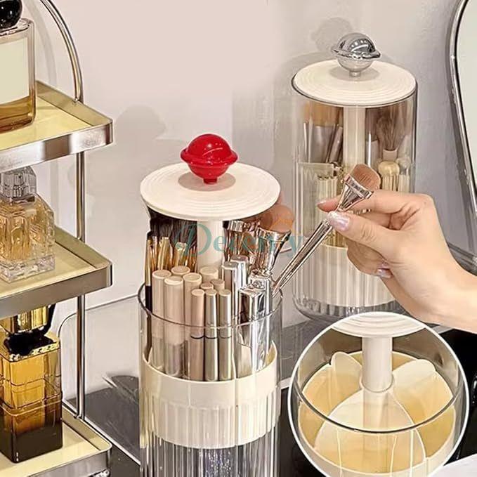Automatic Lifting Clear Waterproof Dustproof Makeup Brushes Storage Organizer