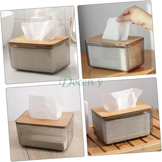 Acrylic Tissue Box with wooden Lids