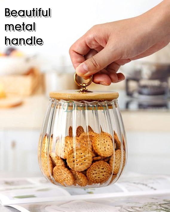 Glass Storage Jars with Bamboo Lids โ Airtight Oval Canisters for Cookies