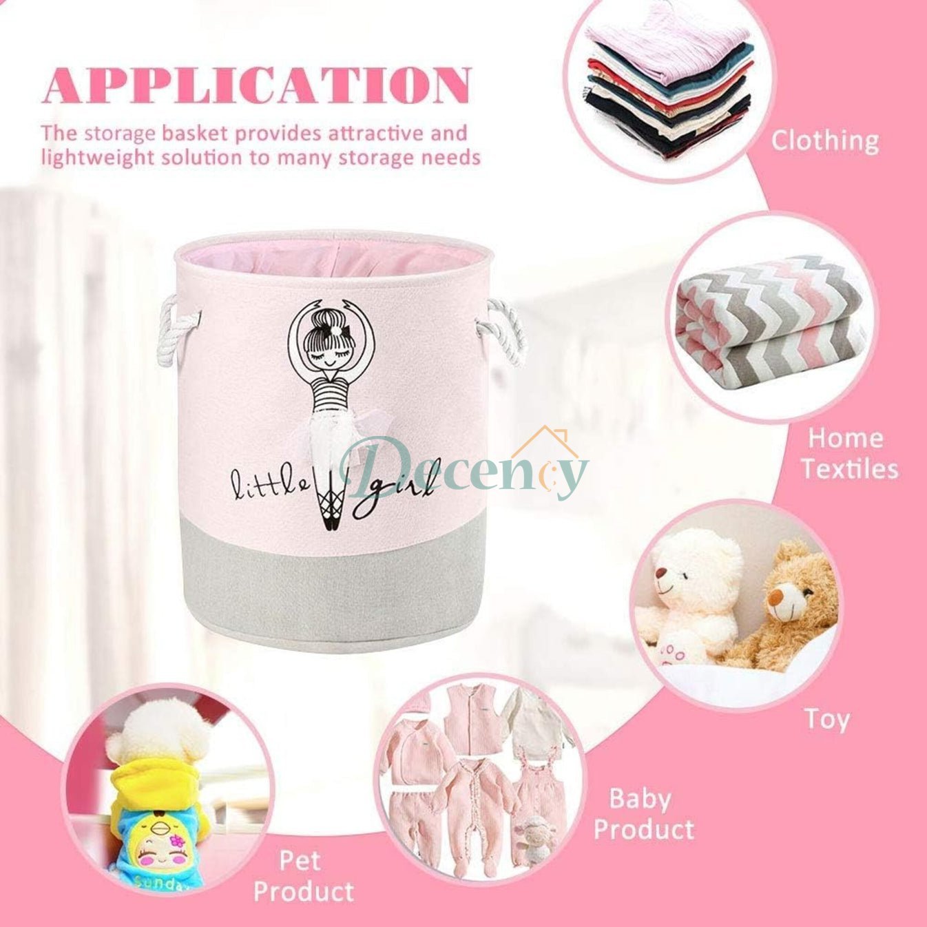 Little Princess Storage Basket with Rope Handle - Round