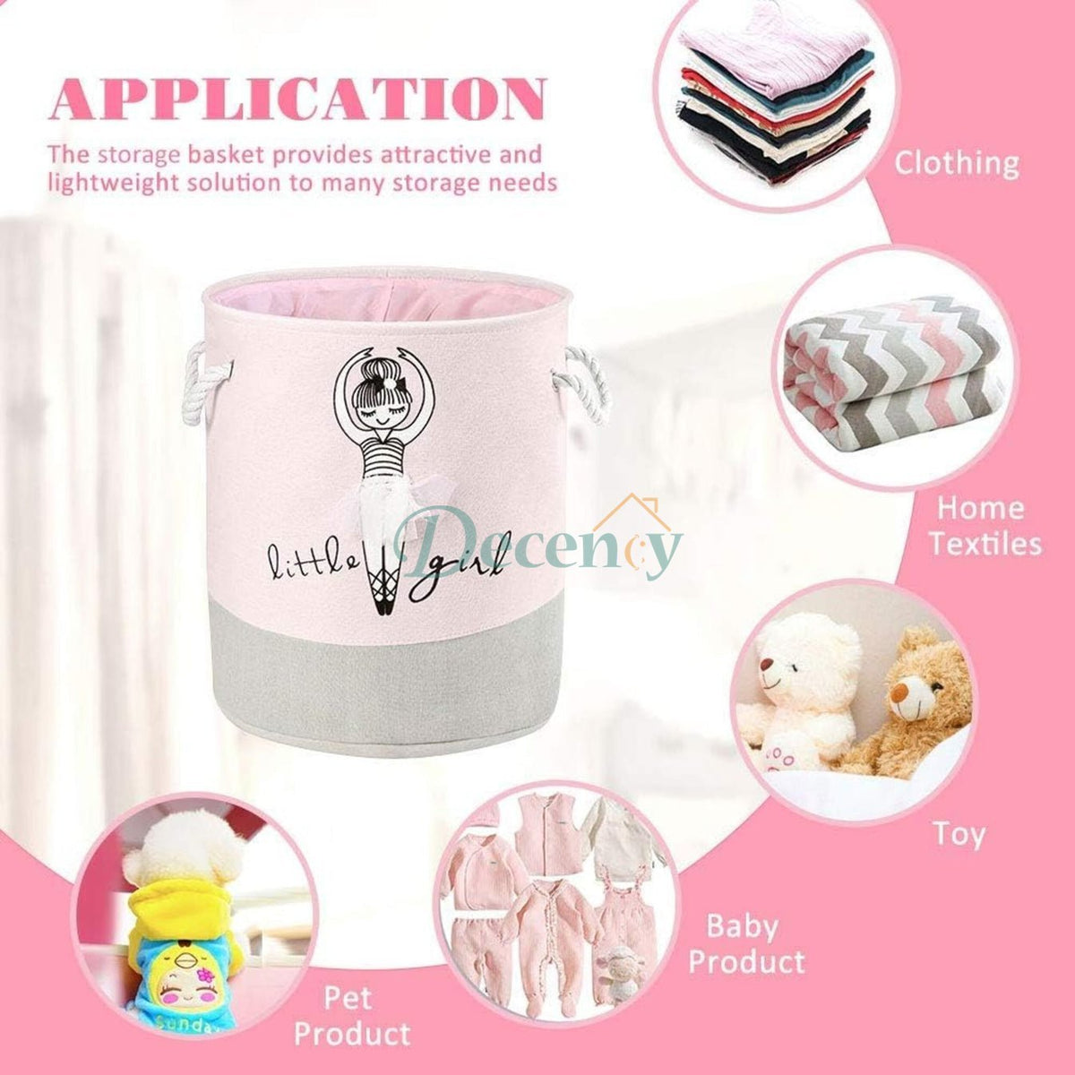Little Princess Storage Basket with Rope Handle - Round