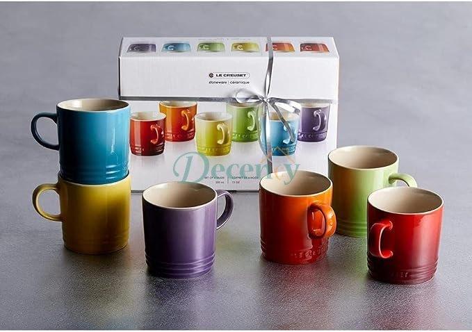 Le Creuset Rainbow Coffee Mug Set (Stoneware, 350ml, 6 Pcs)