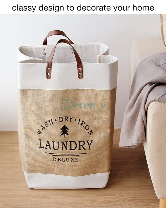 Premium Canvas Laundry Basket Set – Foldable Clothes Storage Bin