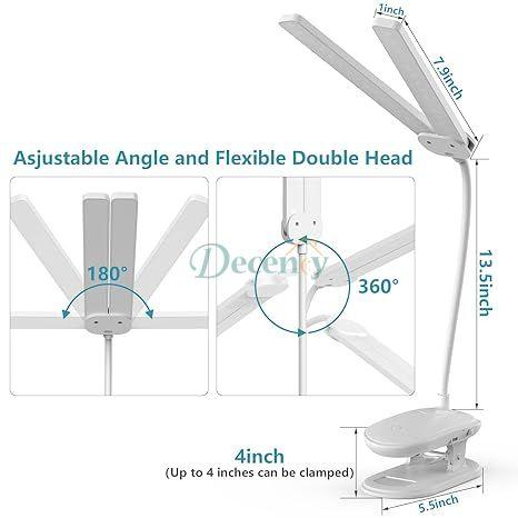 LED Clip On Light for Reading-Double Head Reading Light