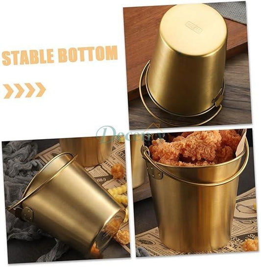 Premium Mini Serving Bucket – 0.7L Elegant Gold Finish Stainless Steel