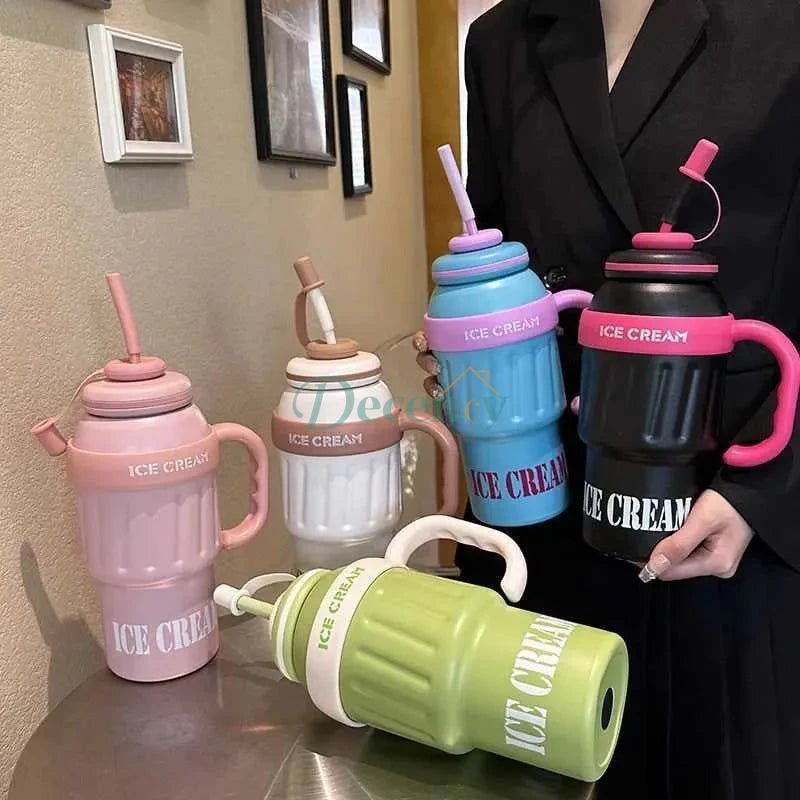 Tumbler 1000ml with Handle Straw