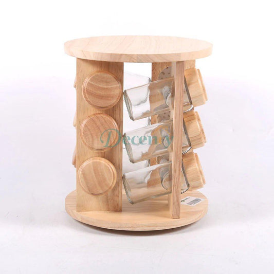 12Pcs Jars Wood Spice Rack
