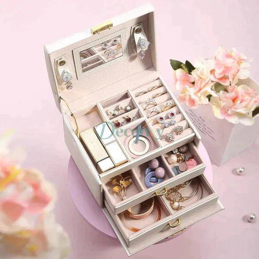 3 Layer Leather Jewellery Organizer