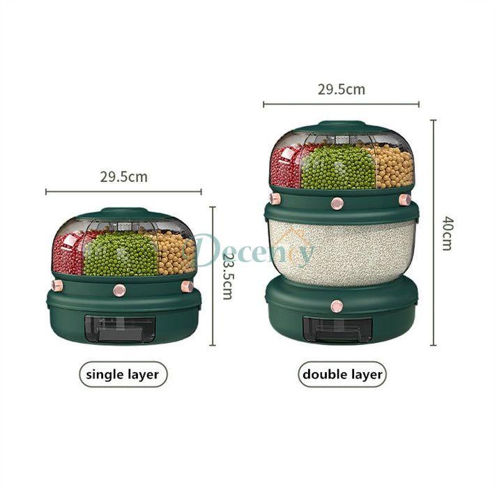 9KG Double Layer 360°Rotating Storage Separate Sealed Cereal Container - Decency