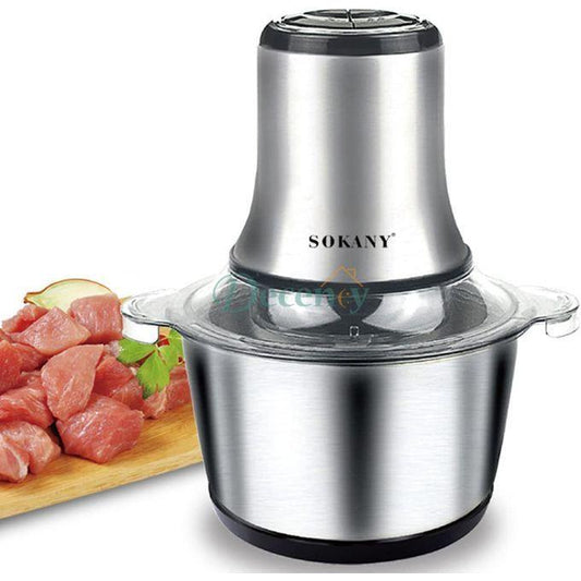 Meat Grinder Chopper 3L ,Electric Stainless Steel Meat Chopper, Silver - Decency