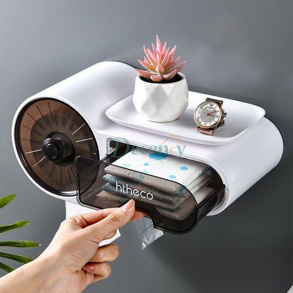 Wall Mounted Tissue Holder And Multipurpose Rack