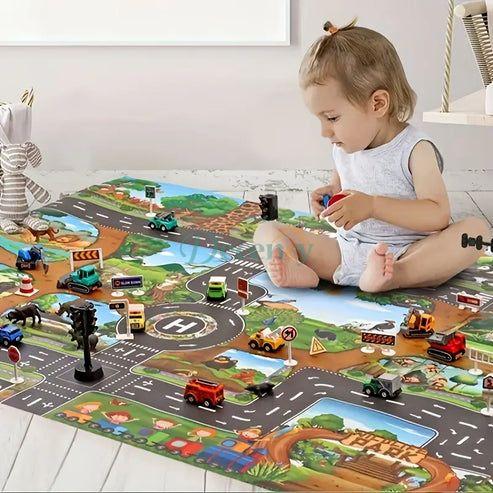 Parking Lot Road Sign Map Mat