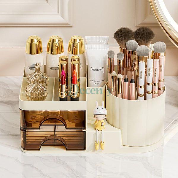 Multi-Compartment Desk & Vanity Organizer with Rotating & Drawer Storage