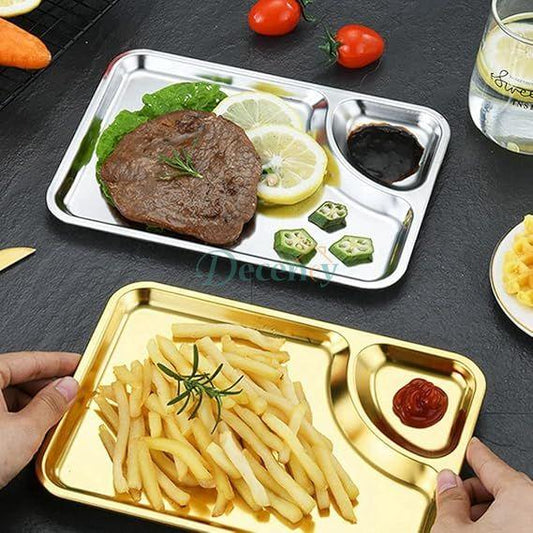 LuxeGold & Silver Rectangular Snack & Dip Tray