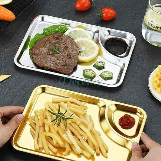 LuxeGold & Silver Rectangular Snack & Dip Tray