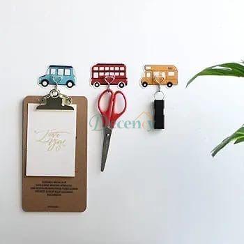 Set Of 3 Car Pattern Wall Hooks