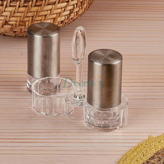 Acrylic Salt and Pepper Shakers Set with Tray