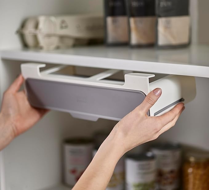 KitchenSpace Under-Shelf Spice Drawer – 6 Bottles Included