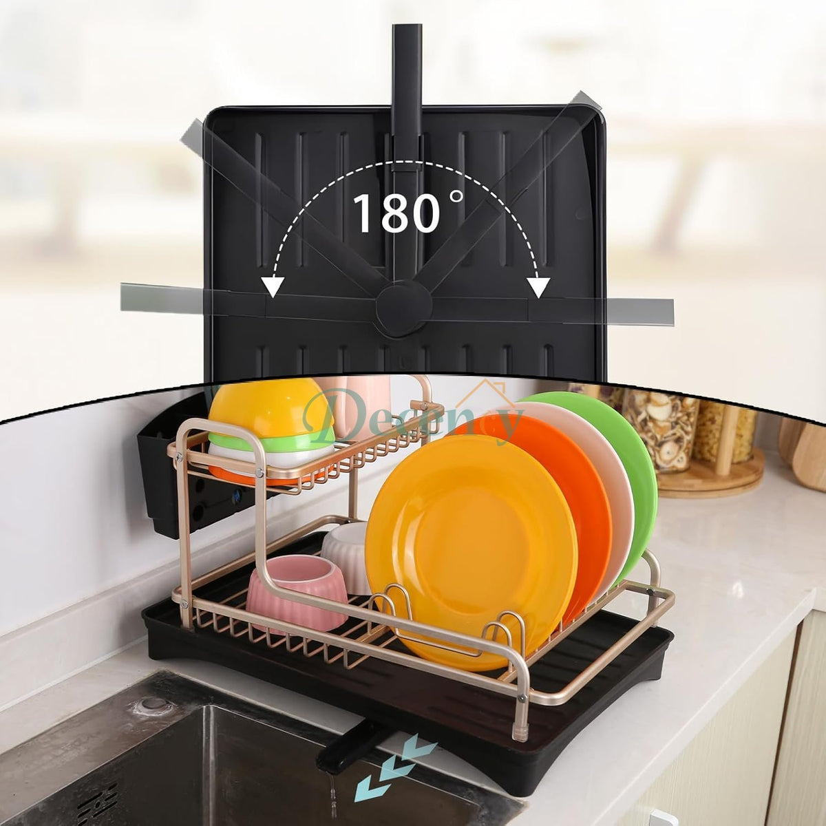 2-Tier Dish Drying Rack for Counter, Stainless Steel Large Strainer