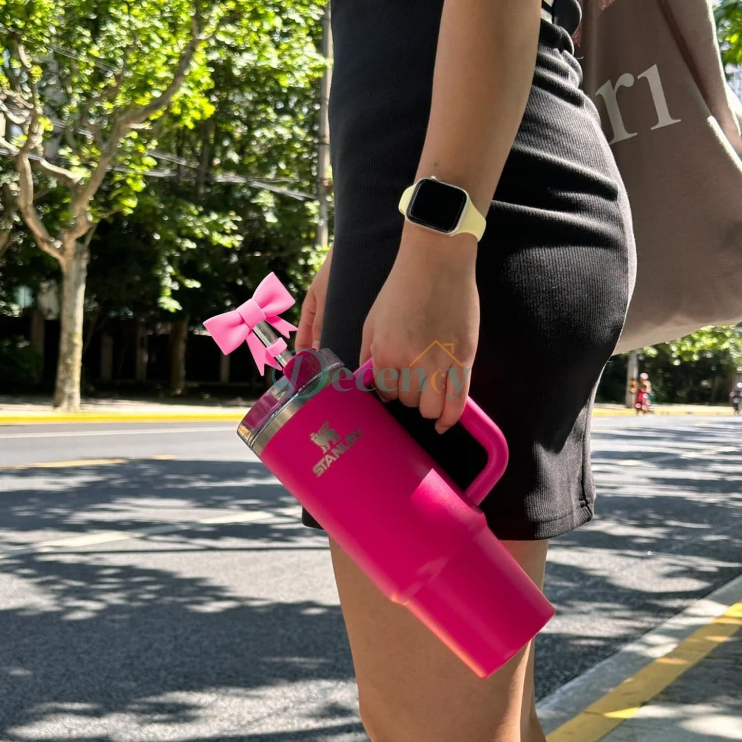 Elegant Bow Tie Stanley Cup Straw Cover & Cap - Food Grade Silicone