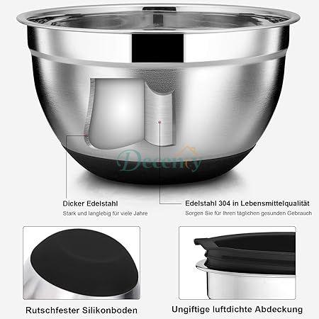 Stainless Steel Salad Bowls Set of 5 with Airtight Lid