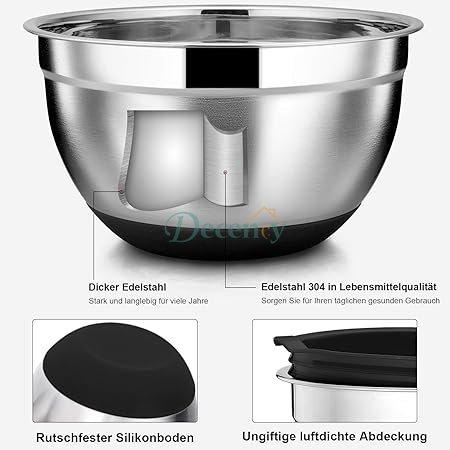 Stainless Steel Salad Bowls Set of 5 with Airtight Lid