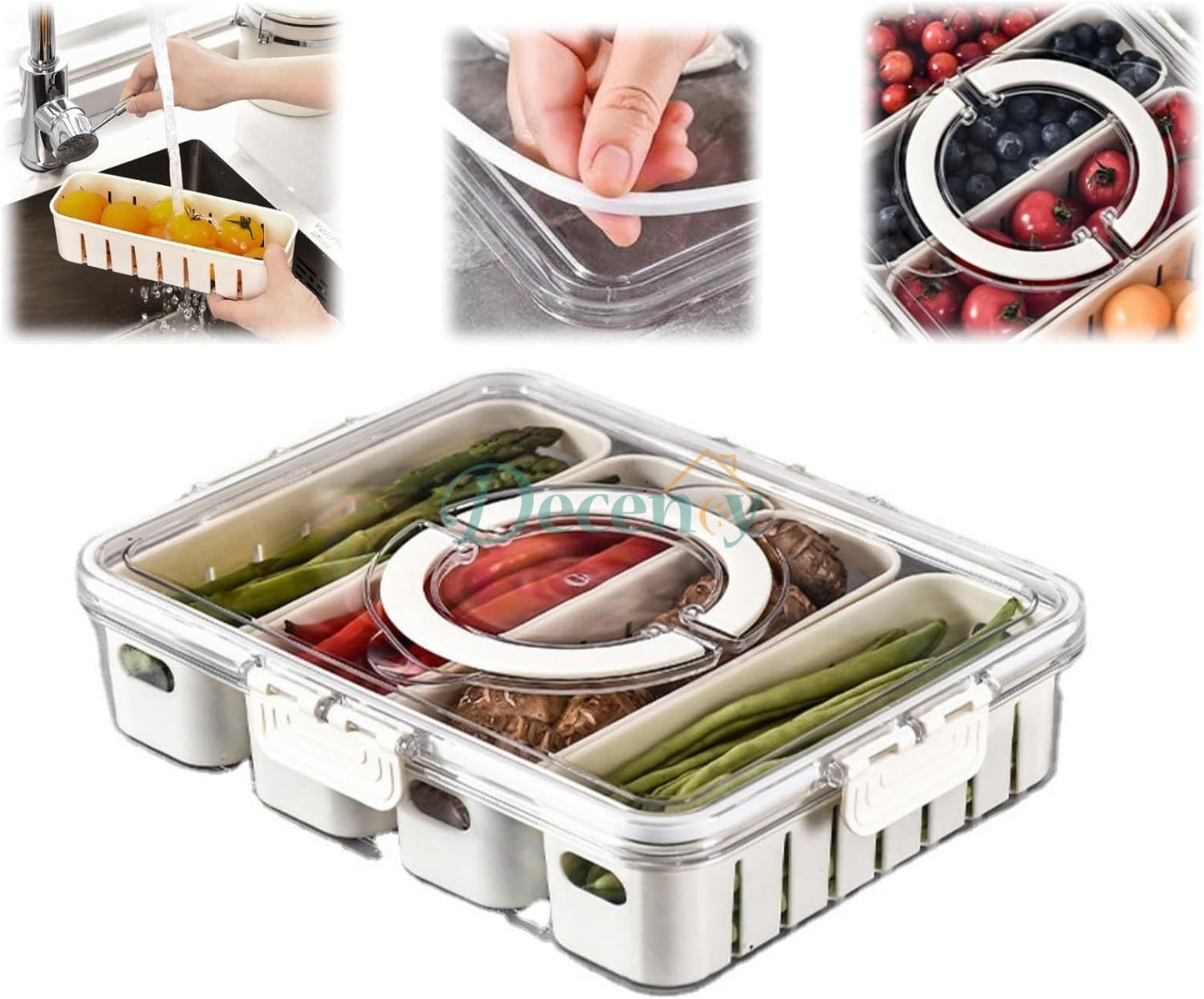 Refrigerator Storage Box with Lid and Handle