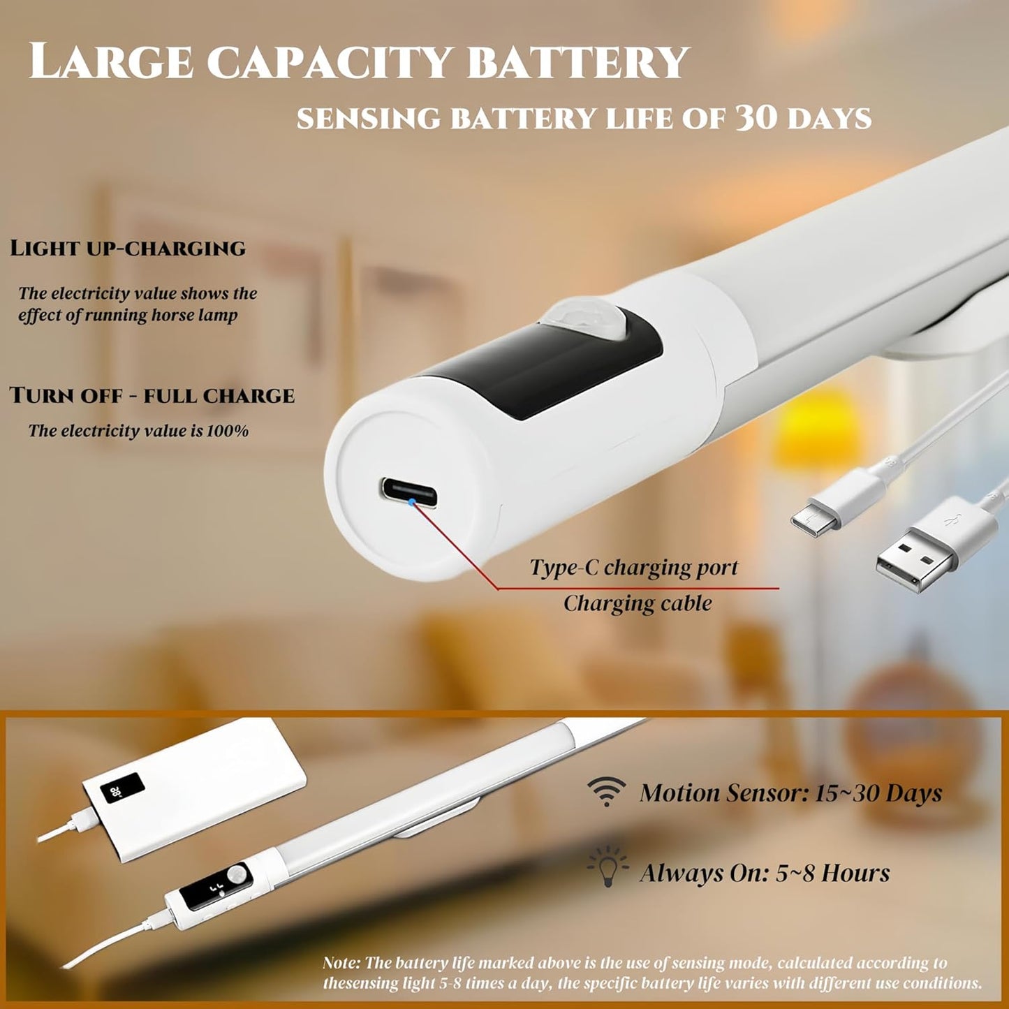 Smart Motion Sensor Light with USB Type-C Charging