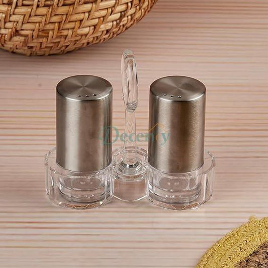 Acrylic Salt and Pepper Shakers Set with Tray