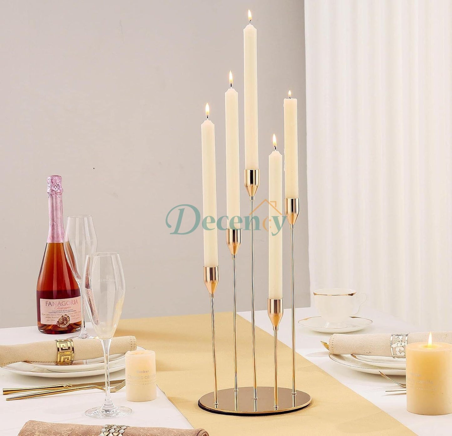 Gold Candlestick 5 Arm Candle Holder