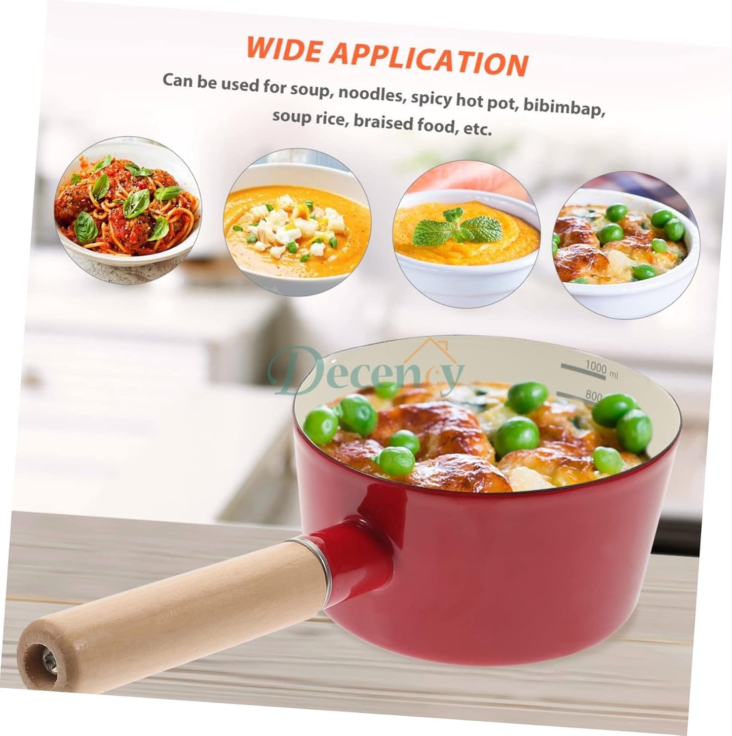Premium Non-Stick Enamel Milk Pan & Saucepan with Safe Wooden Handle