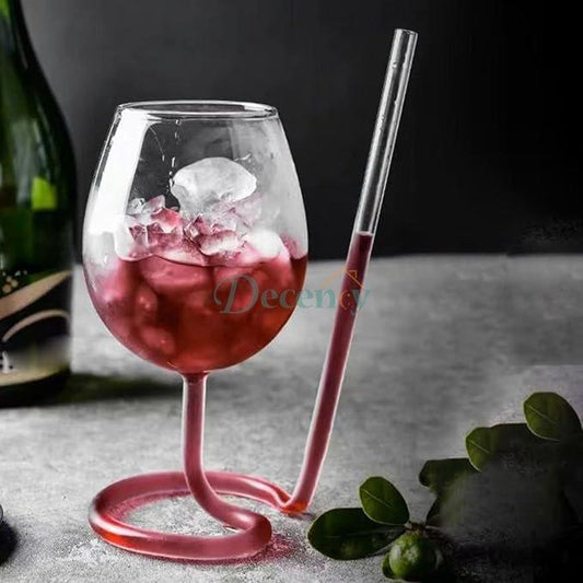 Cocktail Glass with Straw Wine Glass