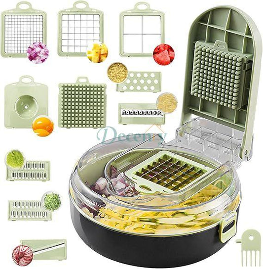 Multifunctional Vegetable Cutter, 9 Blades, Slice Cutter, Chopper with Container