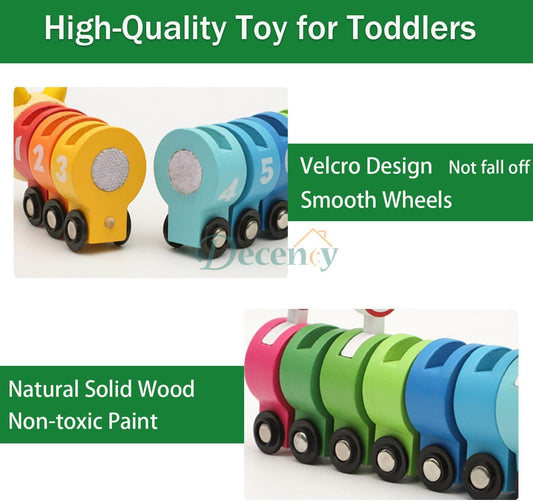 Wooden Caterpillar Train with Numbers & Traffic Sign