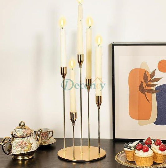 Gold Candlestick 5 Arm Candle Holder